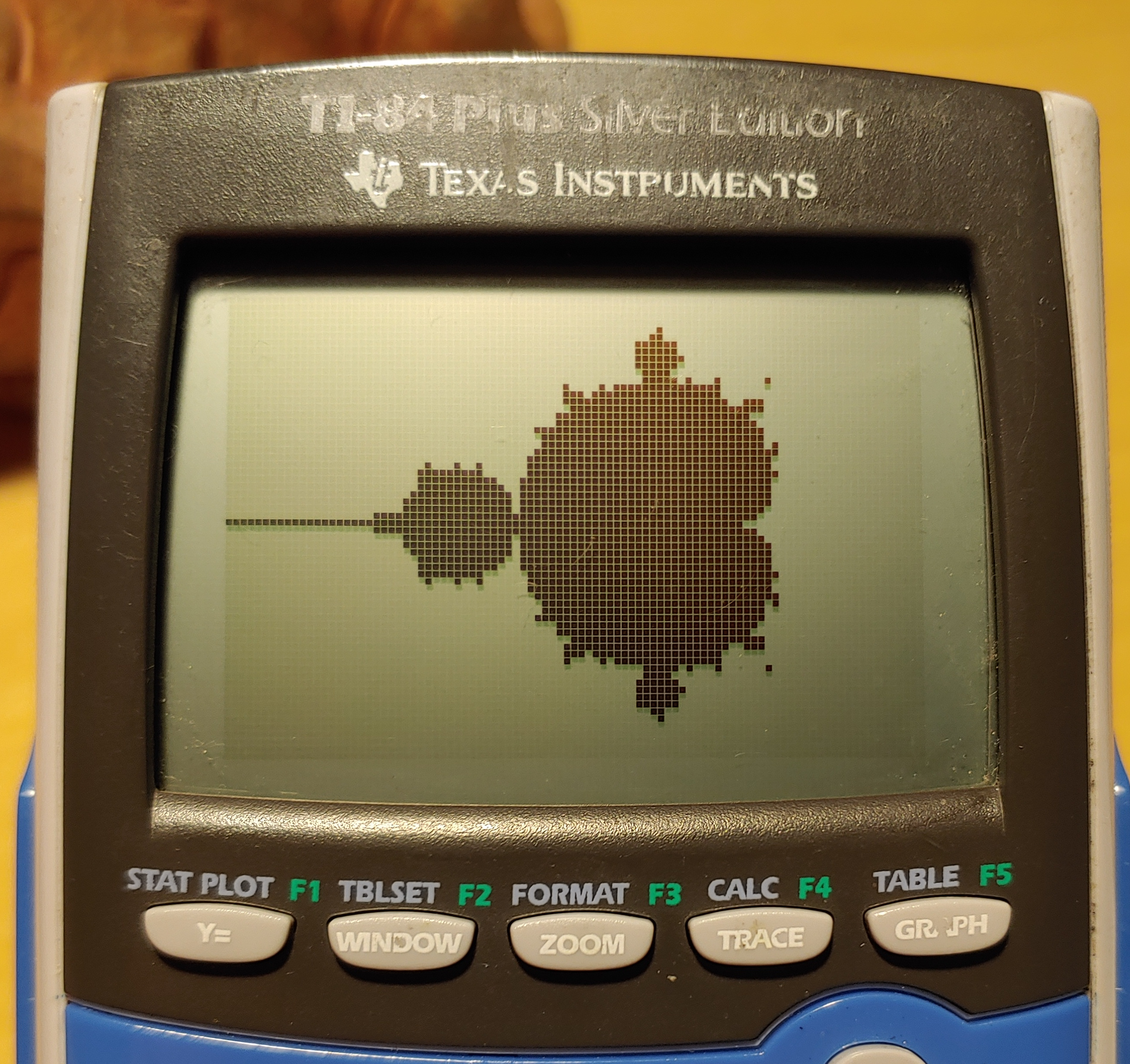 The Mandelbrot Set plotted on my TI-84 graphing calculator